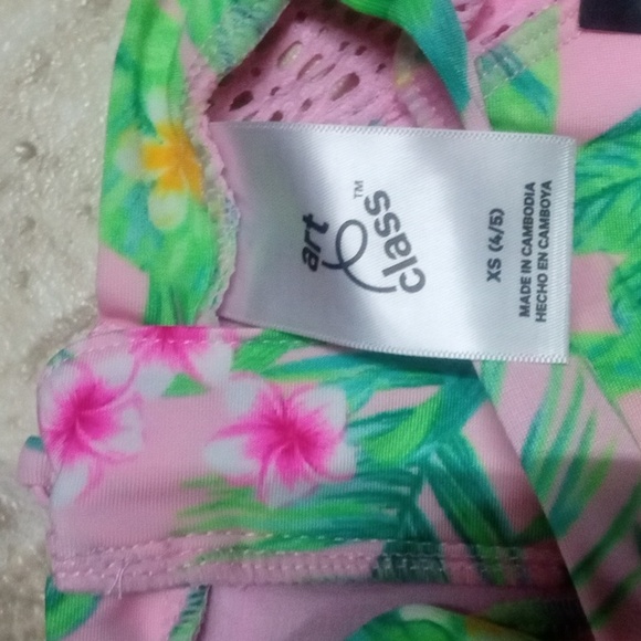 Pink tropical zip swim + swim arm bands - Picture 3 of 4